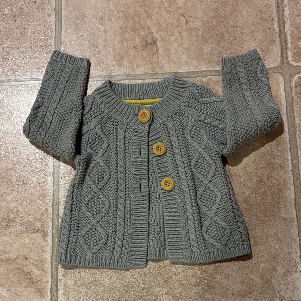 Mini Boden Gray Cable Knit Toddler Cardigan